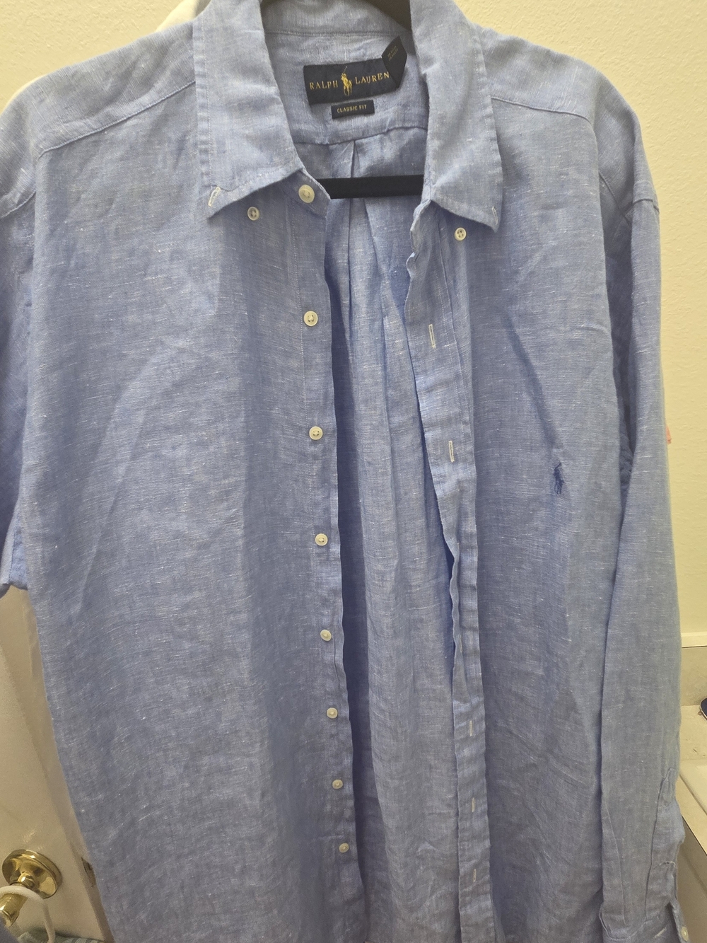 Ralph Lauren Light Blue Linen Button-Down Shirt